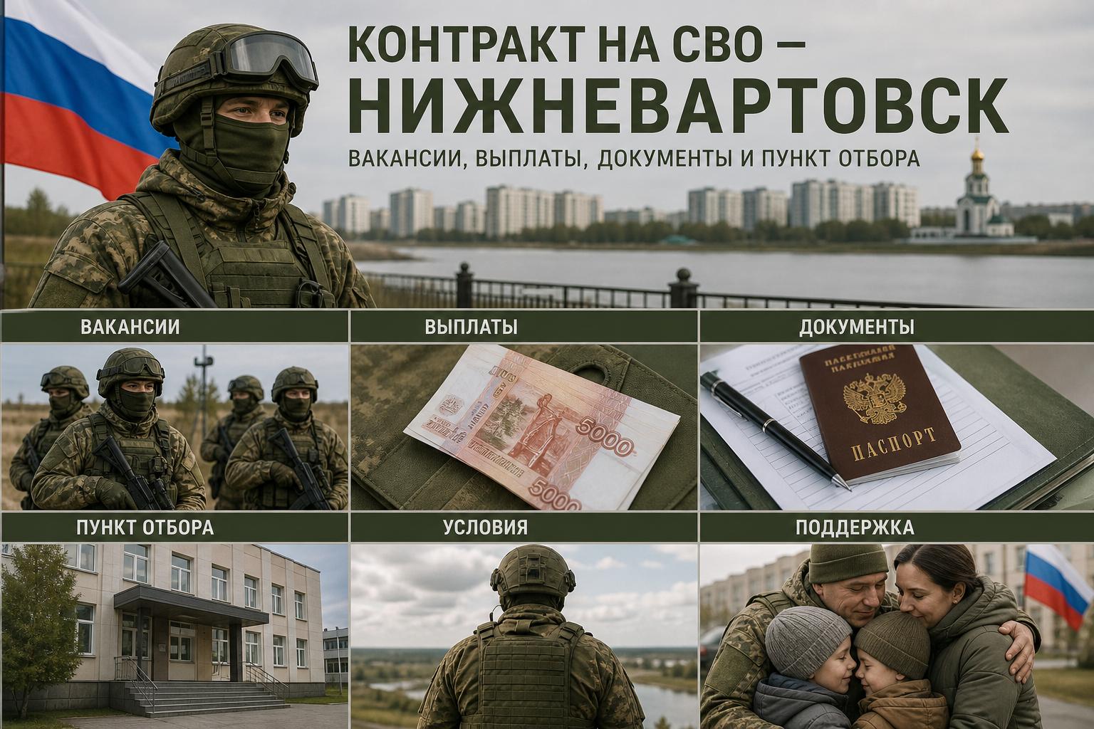 Контракт на СВО в Нижневартовске: вакансии, выплаты, документы и пункт отбора