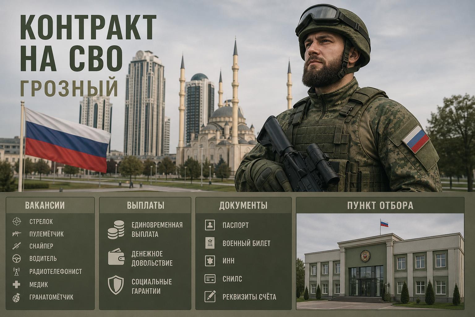 Контракт на СВО — Грозный: вакансии, выплаты, документы и пункт отбора. Выплаты и финансовая часть