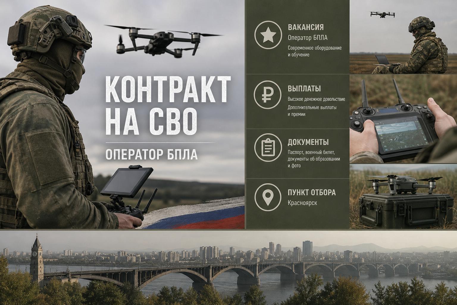 Контракт на СВО — Красноярск: вакансии, выплаты, документы и пункт отбора. Оператор БПЛА Контракт на СВО — Красноярск: вакансии, выплаты, документы и пункт отбора. Оператор БПЛА