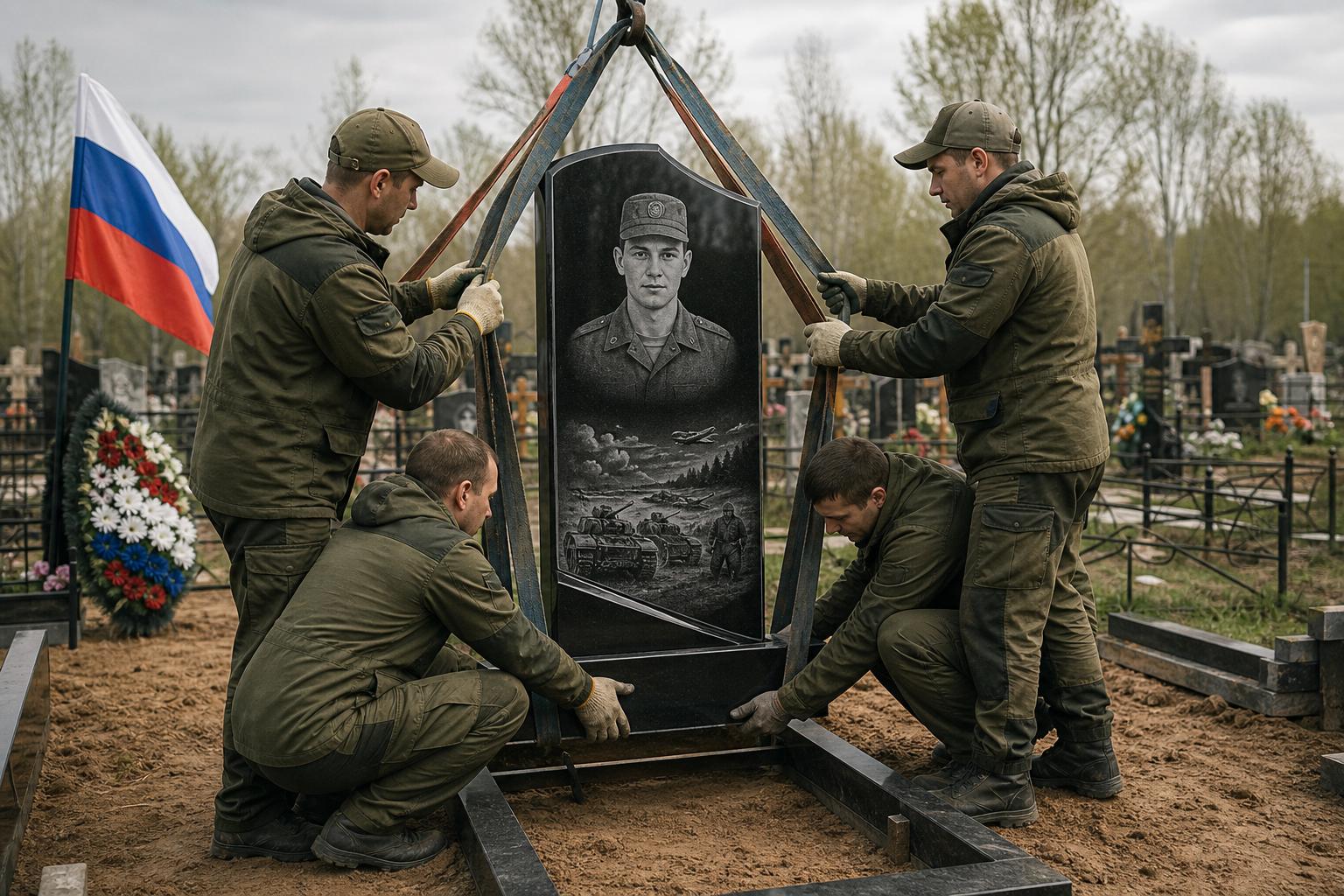Изготовление и установка памятника погибшему военнослужащему. Как проходит установка на кладбище
