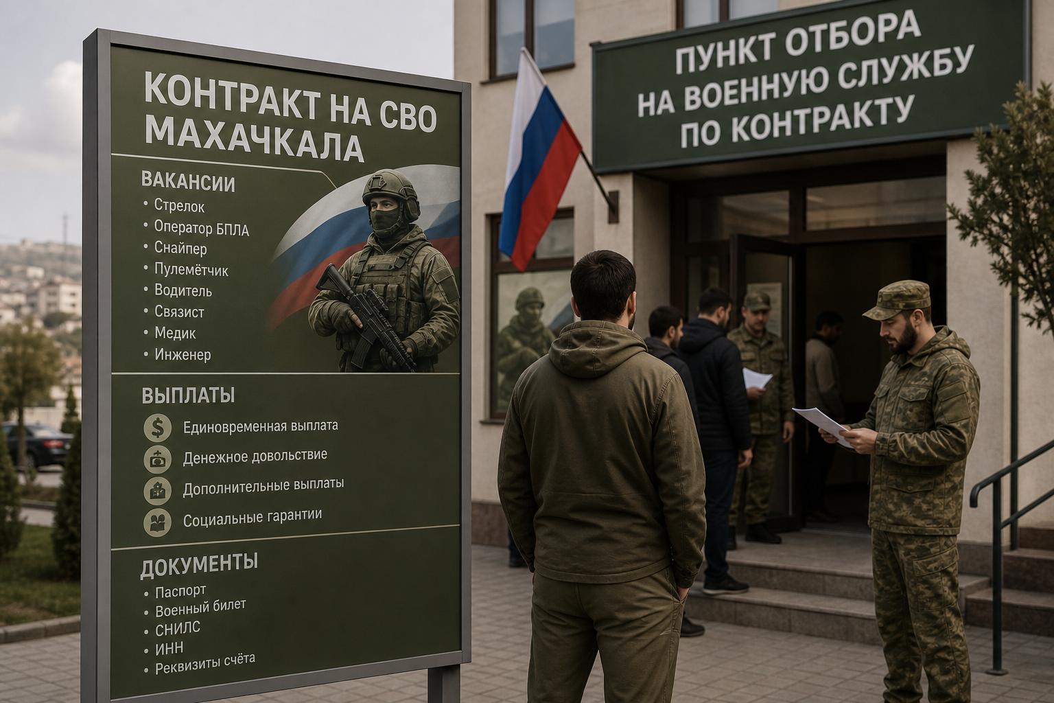 Контракт на СВО — Махачкала: вакансии, выплаты, документы и пункт отбора