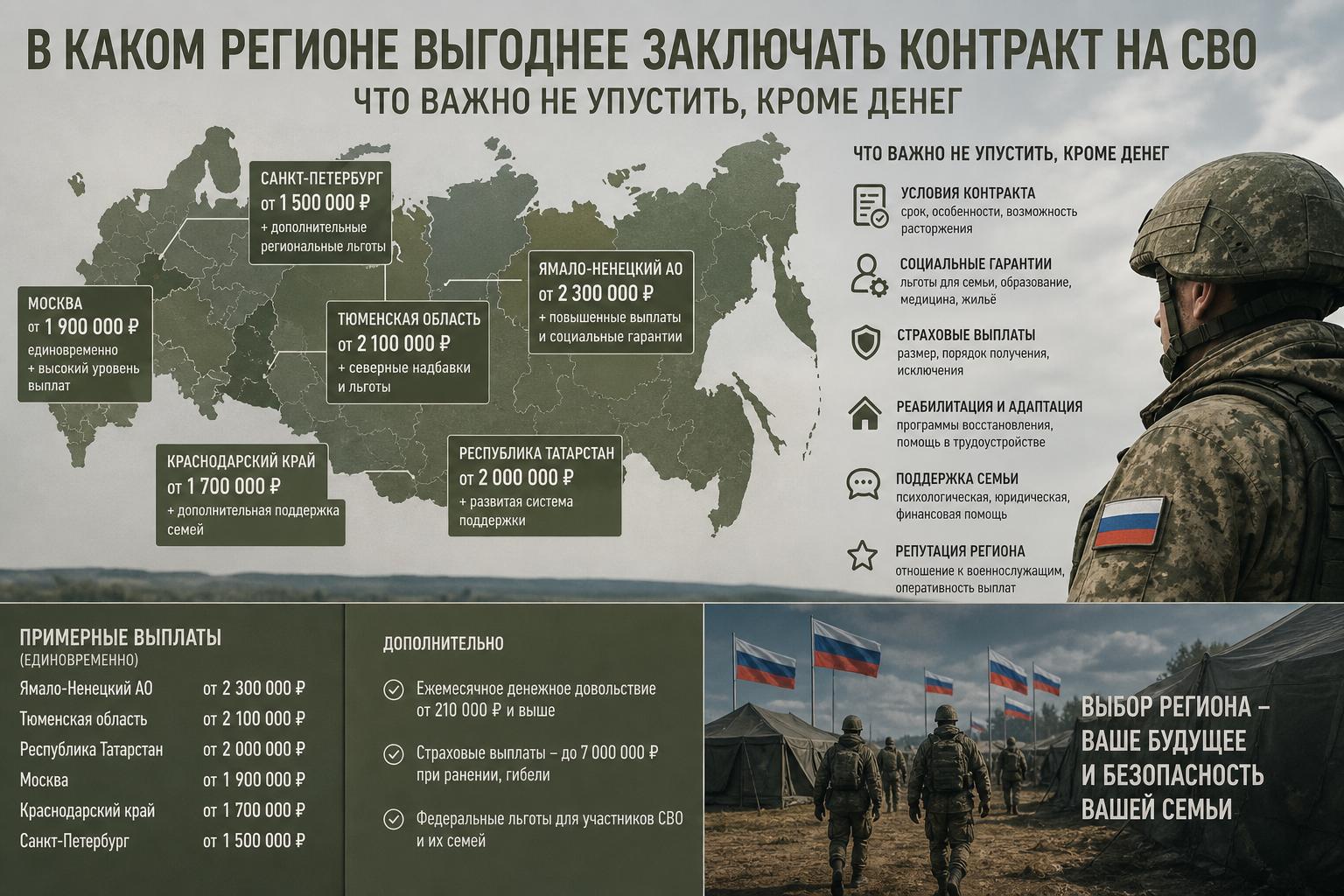 В каком регионе выгоднее заключать контракт на СВО. Что важно не упустить, кроме денег