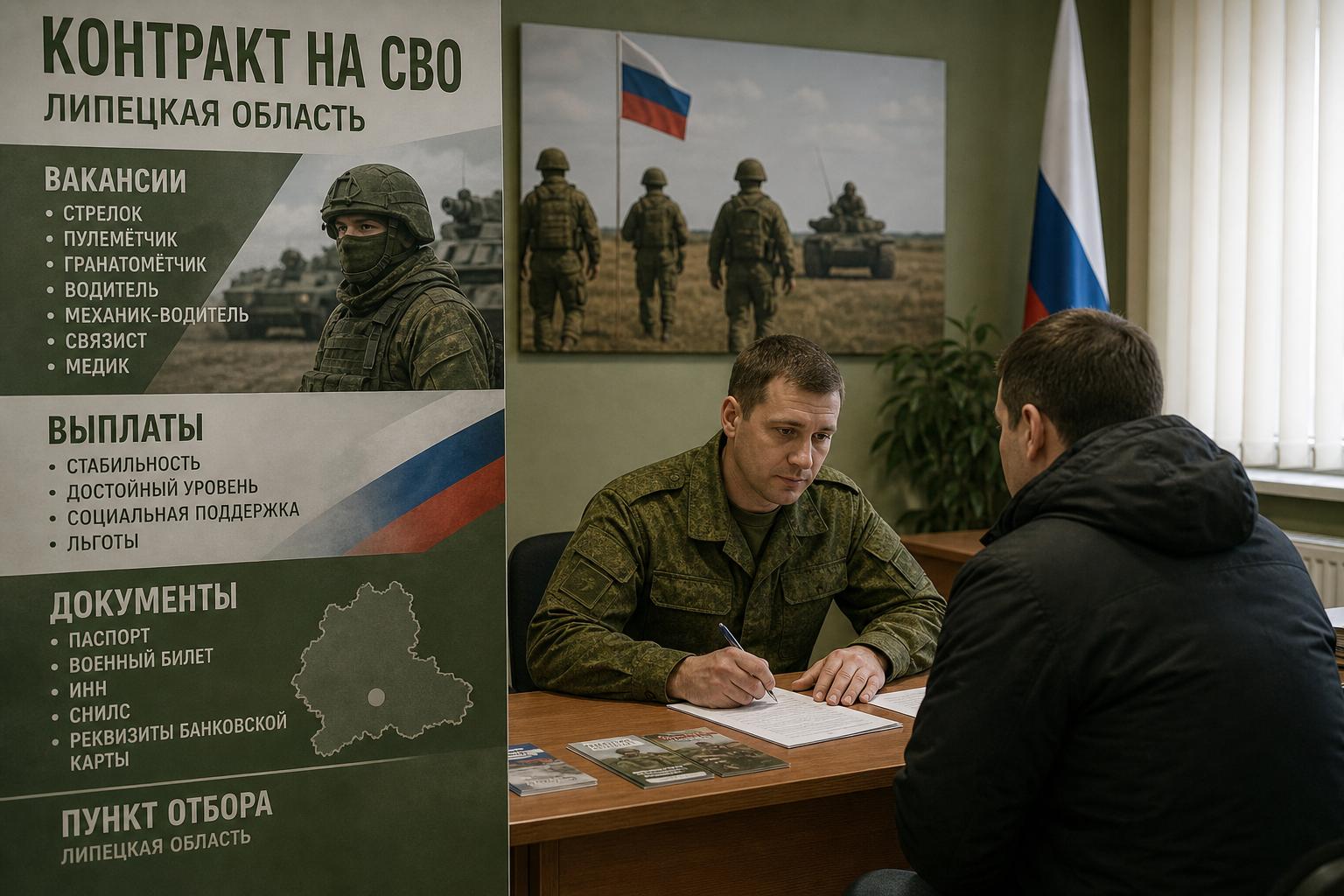 Контракт на СВО в Липецкой области: вакансии, выплаты, документы и пункт отбора