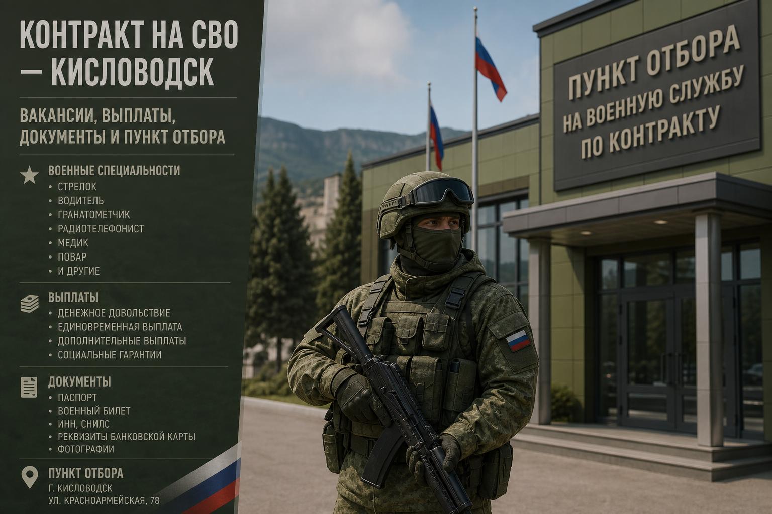 Контракт на СВО в Кисловодске: какие есть вакансии, какие выплаты положены и куда идти с документами