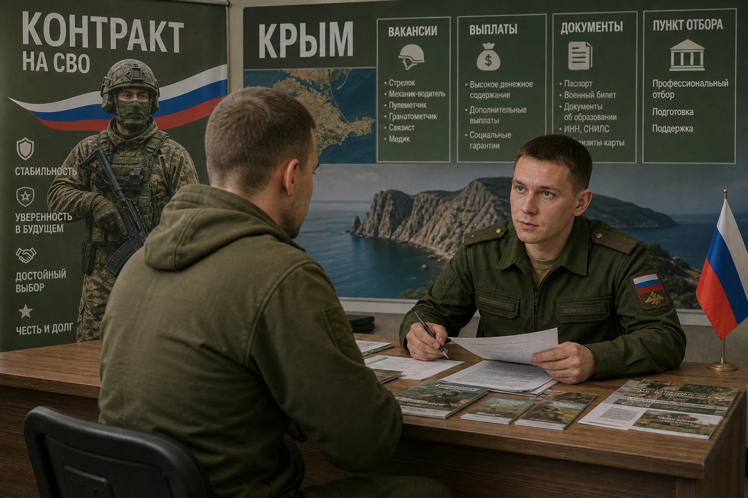Контракт на СВО — Крым: вакансии, выплаты, документы и пункт отбора