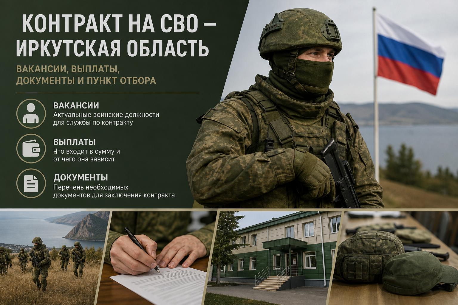 Контракт на СВО — Иркутская область: вакансии, выплаты, документы и пункт отбора. Выплаты: что входит в сумму и от чего она зависит Контракт на СВО — Иркутская область: вакансии, выплаты, документы и пункт отбора. Выплаты: что входит в сумму и от чего она зависит